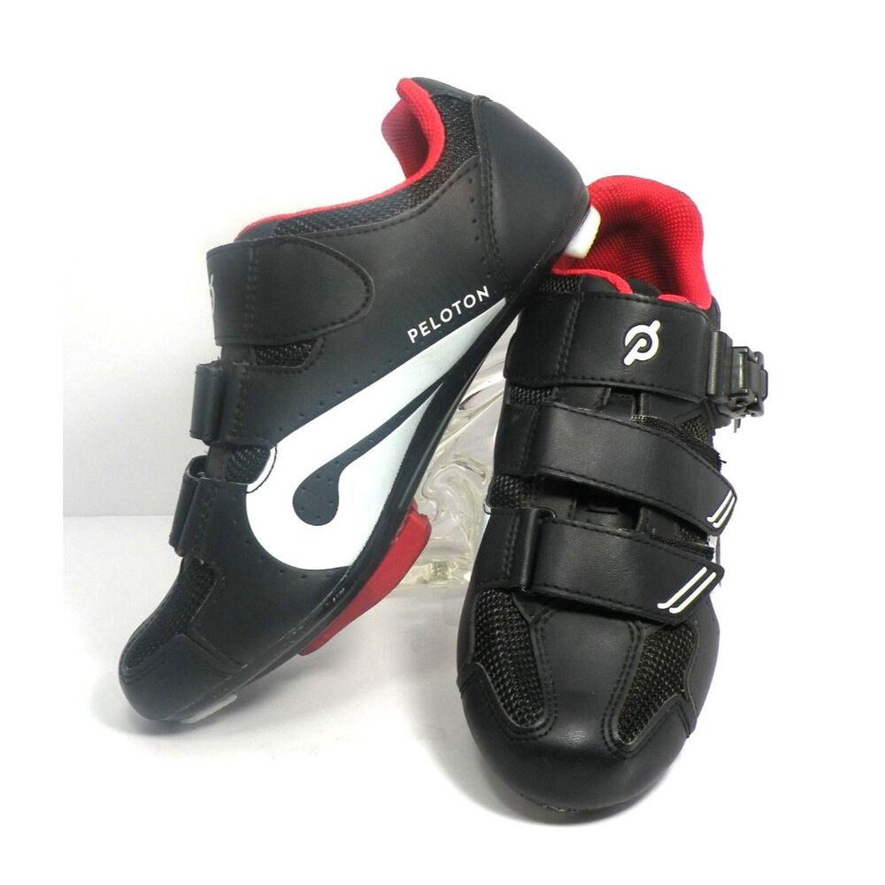 Peloton Cycling Shoes Size EU 40  US Men's 9 US Woman's 7  W/Cleat  - Black/Red
